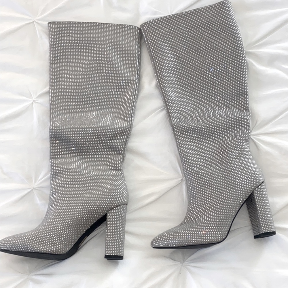 Silver Women's Knee-High Boots